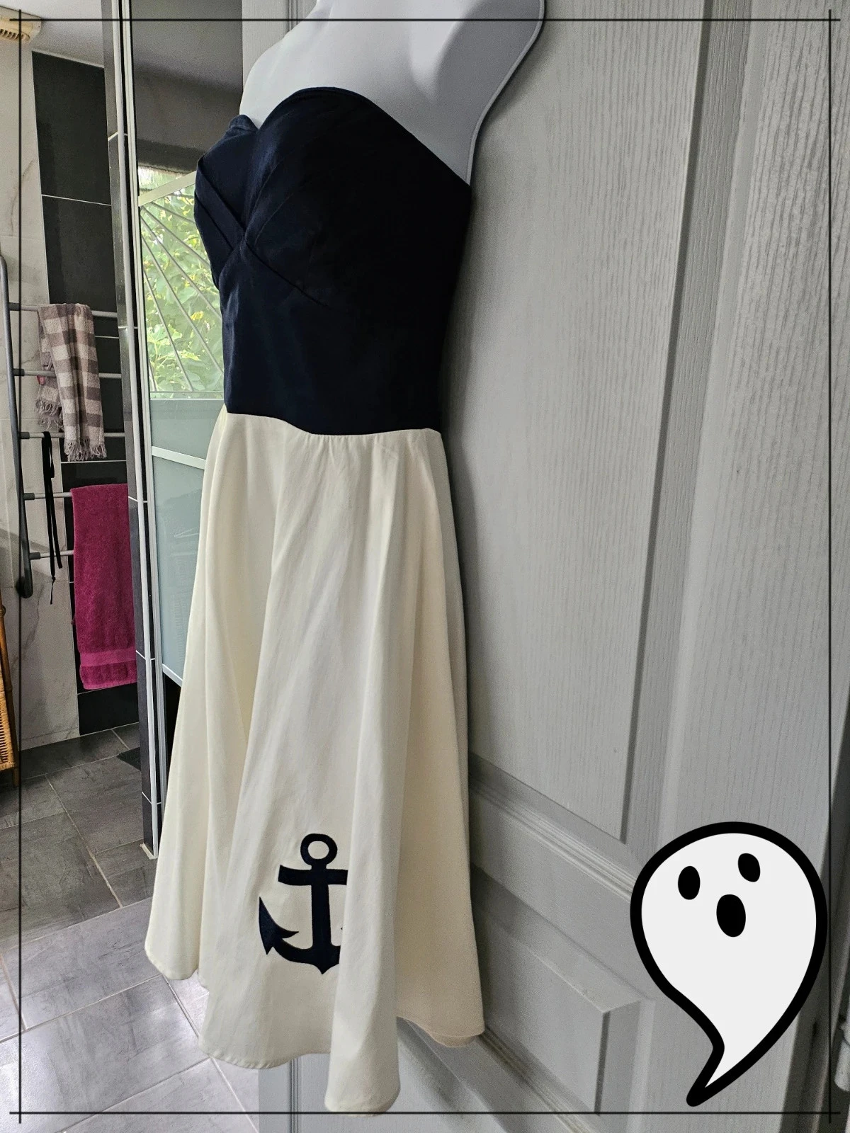 Pin-up marineblauw & witte bustierjurk met ankermotief Dolly and Dotty - Maat 36 / S (UK 8) – photo 4